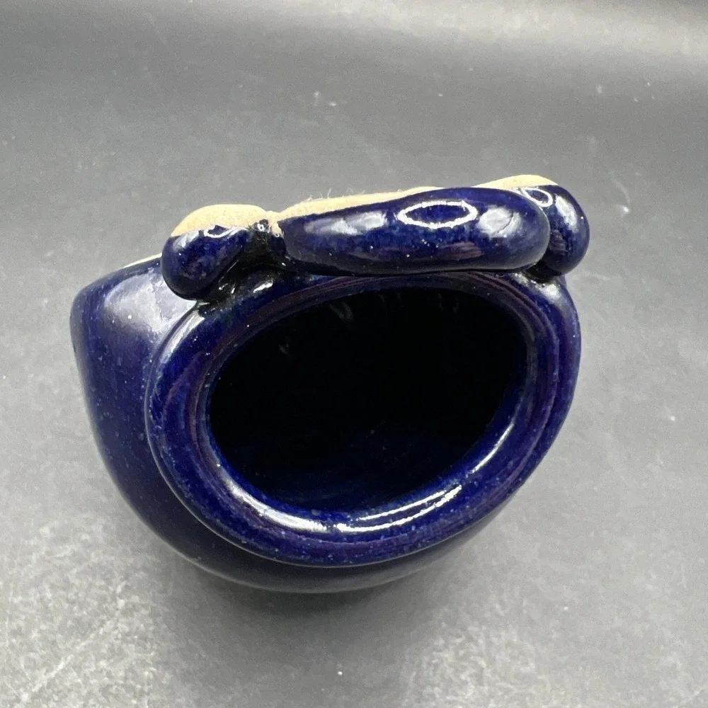 Vintage Geri-B Pottery Cobalt Blue Ceramic Wall Pocket Hanging Vase Geri Bell AL